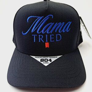 Mama Tried Flat Bill Trucker Mesh Snapback Black